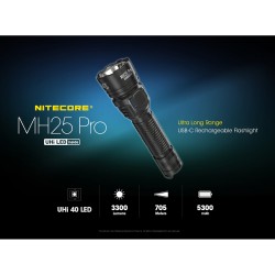 كشاف نايت كور MH25 PRO قابل للشحن بمسافة إنارة بعيدة