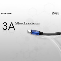 سلك شحن UAC20 تايب سي 2.0 Nylon  - ماركة نايتكور