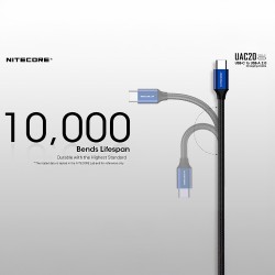سلك شحن UAC20 تايب سي 2.0 Nylon  - ماركة نايتكور