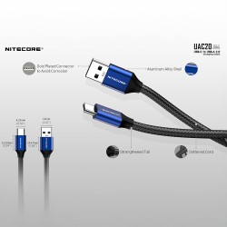 سلك شحن UAC20 تايب سي 2.0 Nylon  - ماركة نايتكور