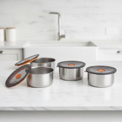 الرماية - حافظات طعام ستانلس ستيل 4  قطع