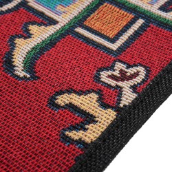 الرماية - فرشة بفتحة شبة النار - 290×300 سم - زخرفة حمراء