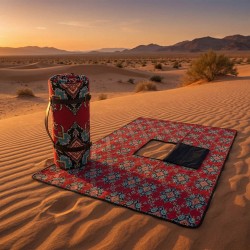 الرماية - فرشة بفتحة شبة النار - 290×300 سم - زخرفة حمراء