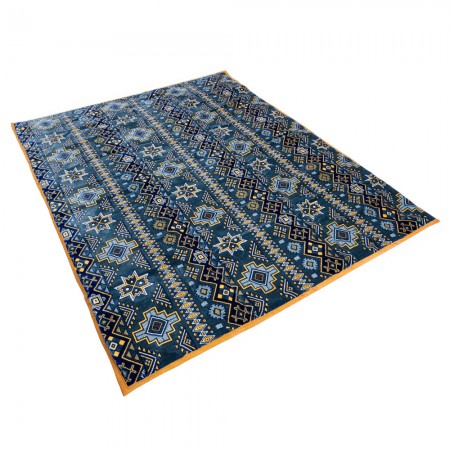 الرماية - مدّة (فرشة) بر تراثية أزرق مقاس (200×160) سم مبطنة (4) سم مع حزام